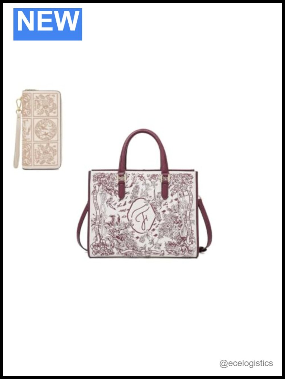 Tote Bag and Wallet Set for Women - Large Casual Work Handbag with Slim Leather